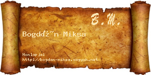 Bogdán Miksa névjegykártya